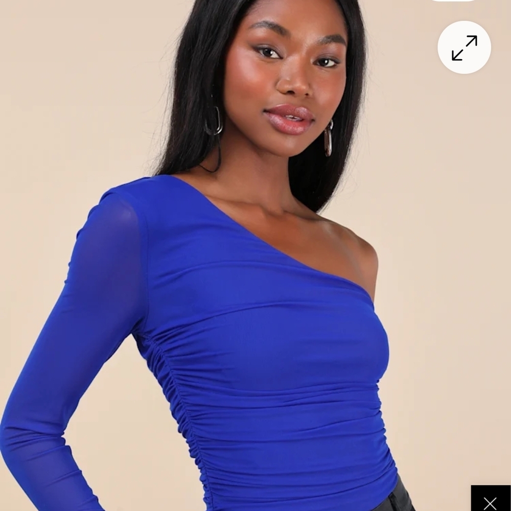 Lulu's Royal Blue One-Shoulder Bodysuit